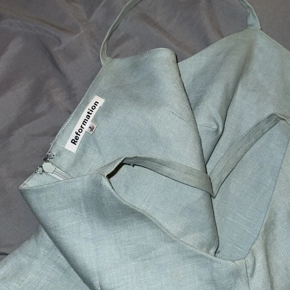 LIKE NEW REFORMATION Phillipa Linen Dress, Aquamarine, size 2 -  www.nationalbodyline.in